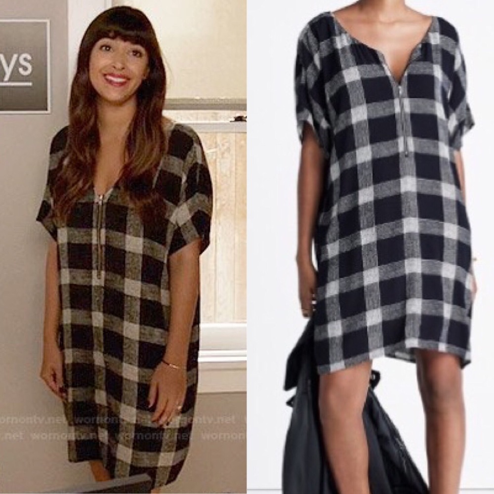 Madewell Zip-Front Dress in Buffalo Sketch, XXS